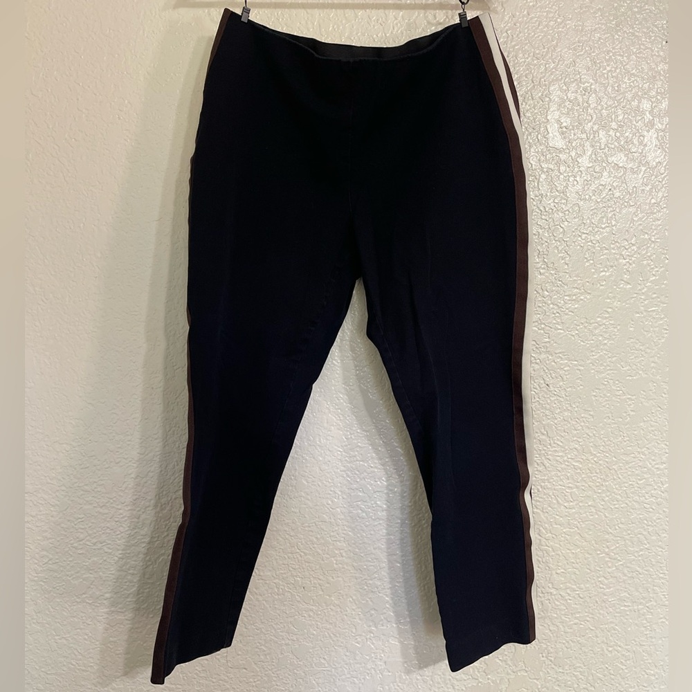 A New Day High Rise Slim Fit Stretch Ankle Pants, size 14, Black w/ Stripes